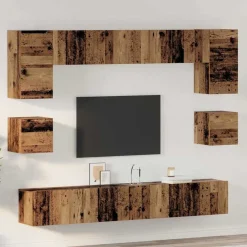 vidaXL Conjunto de mueble de TV 8 pcs Madera envejecida Sale
