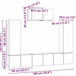 vidaXL Muebles Tv-Conjunto de mueble de TV 7 pcs Roble artesanal