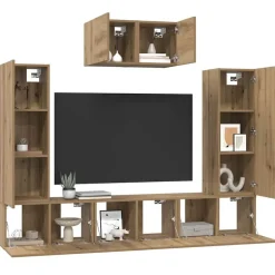vidaXL Muebles Tv-Conjunto de mueble de TV 7 pcs Roble artesanal