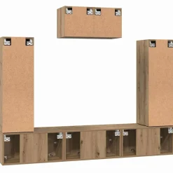 vidaXL Muebles Tv-Conjunto de mueble de TV 7 pcs Roble artesanal