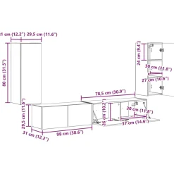 vidaXL Muebles Tv-Conjunto de mueble de TV 4 pcs Madera vieja