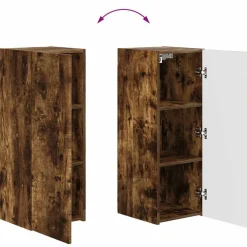 vidaXL Conjunto de mueble para TV de pared 4 pcs Roble ahumado New