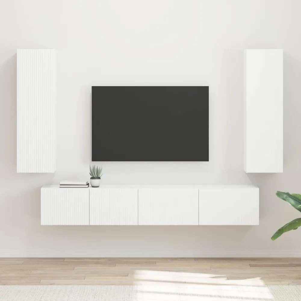 vidaXL Conjunto de mueble de TV 3 pcs Madera de ingeniería White Best