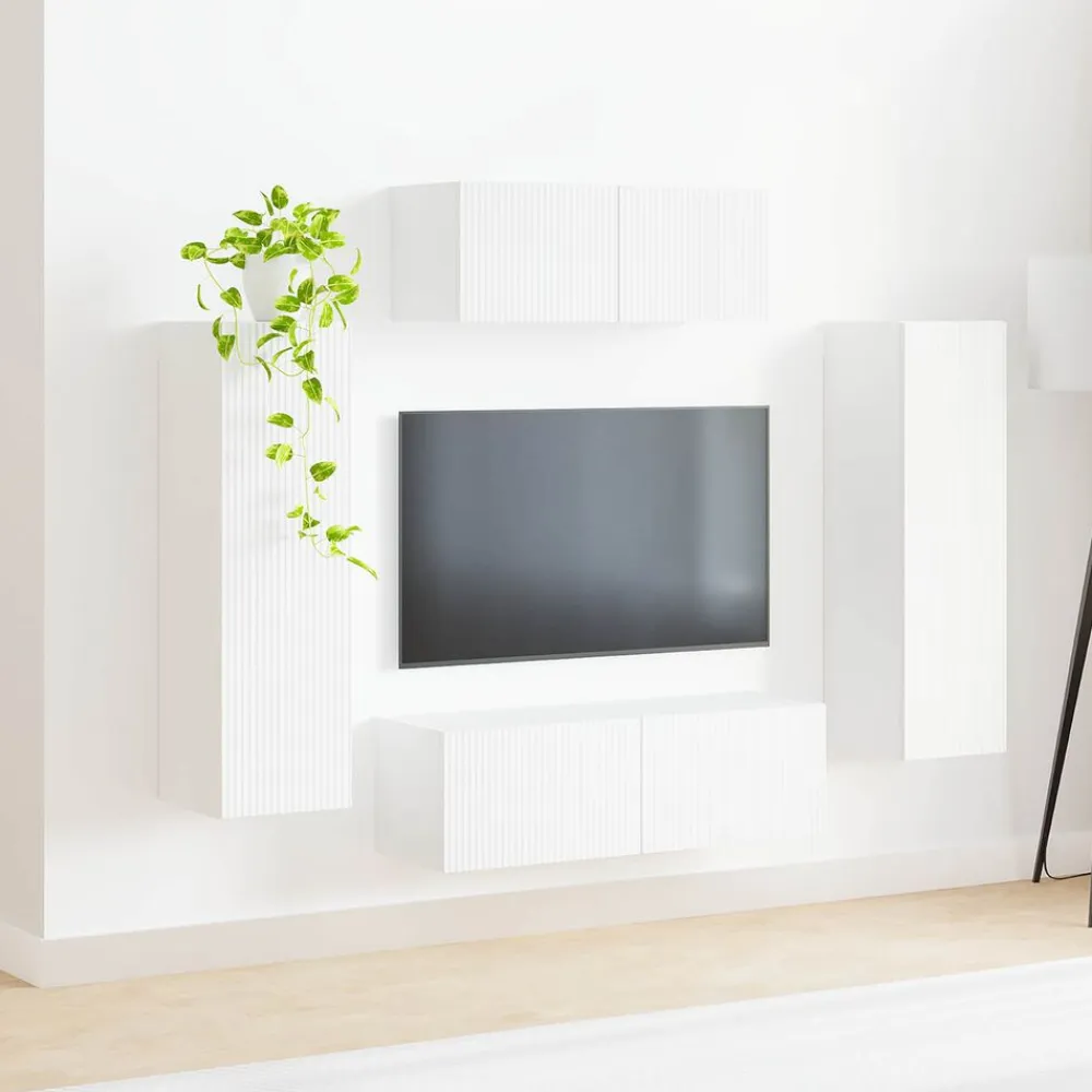 vidaXL Conjunto de mueble de TV 3 pcs Madera de ingeniería White Best
