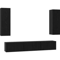 vidaXL Conjunto de mueble de TV 5 pcs Madera de ingeniería Roble negro Hot