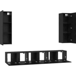 vidaXL Conjunto de mueble de TV 5 pcs Madera de ingeniería Roble negro Hot