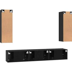 vidaXL Conjunto de mueble de TV 5 pcs Madera de ingeniería Roble negro Hot