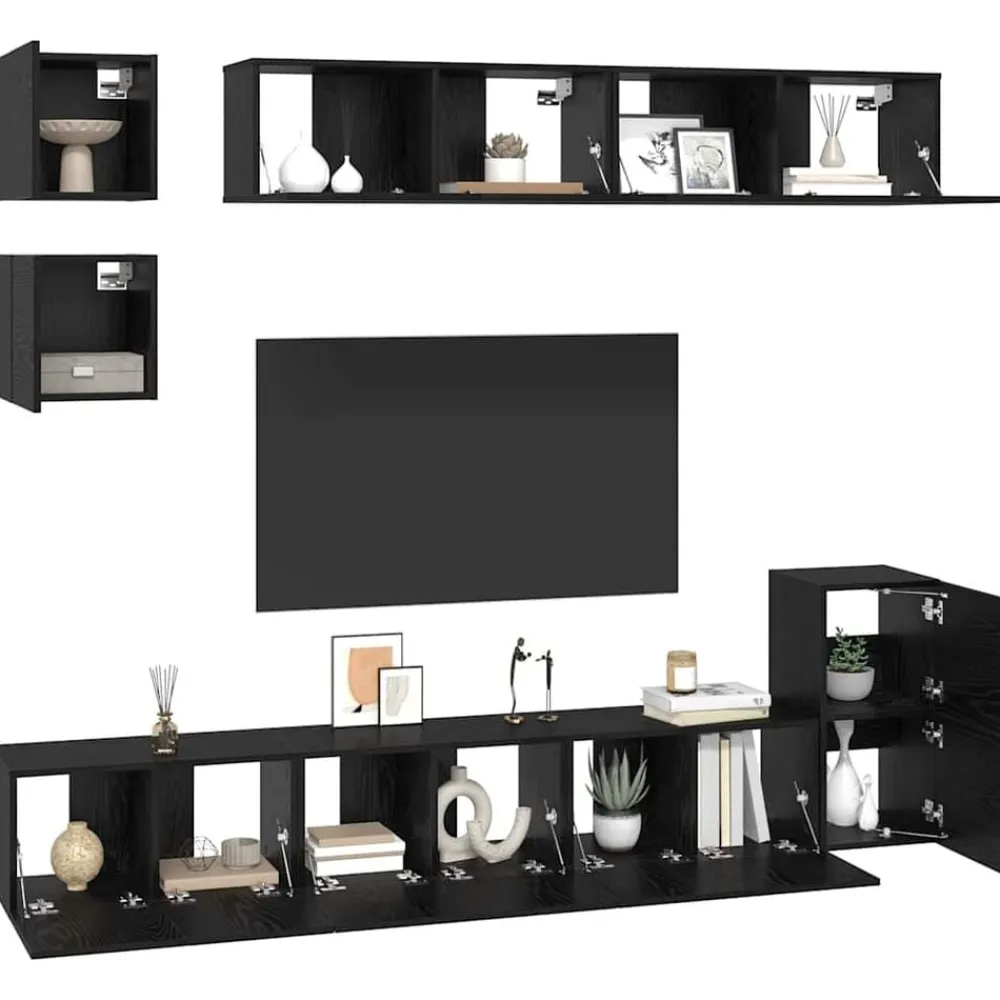 vidaXL Muebles Tv-Conjunto de mueble de TV 8 pcs Madera contrachapada