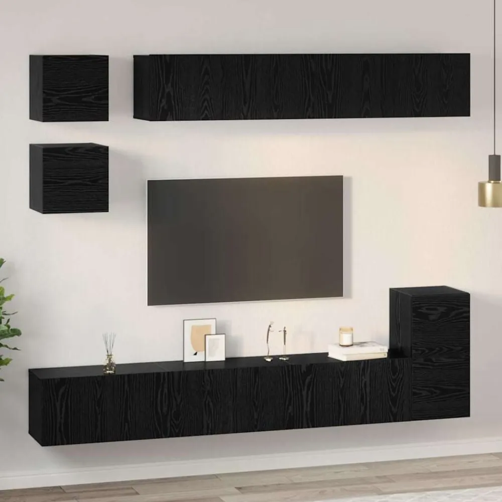 vidaXL Muebles Tv-Conjunto de mueble de TV 8 pcs Madera contrachapada