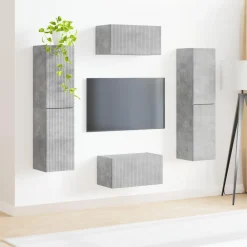 vidaXL Conjunto de mueble de TV 6 pcs Gris Concreto Gris hormig&oacute;n Online