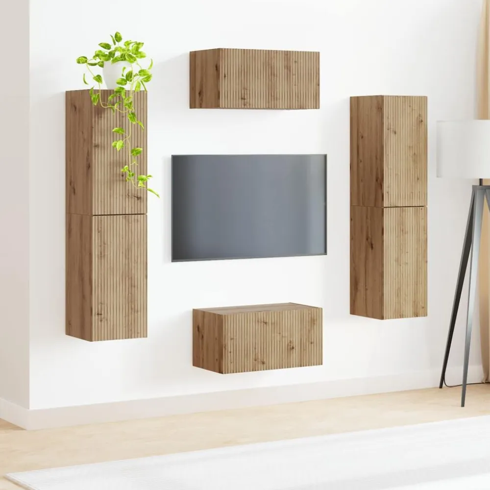 vidaXL Conjunto de mueble de TV 6 pcs Roble artesanal Roble artisan Online