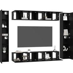vidaXL Muebles Tv-Conjunto de mueble de TV Montaje en la pared 10 pcs