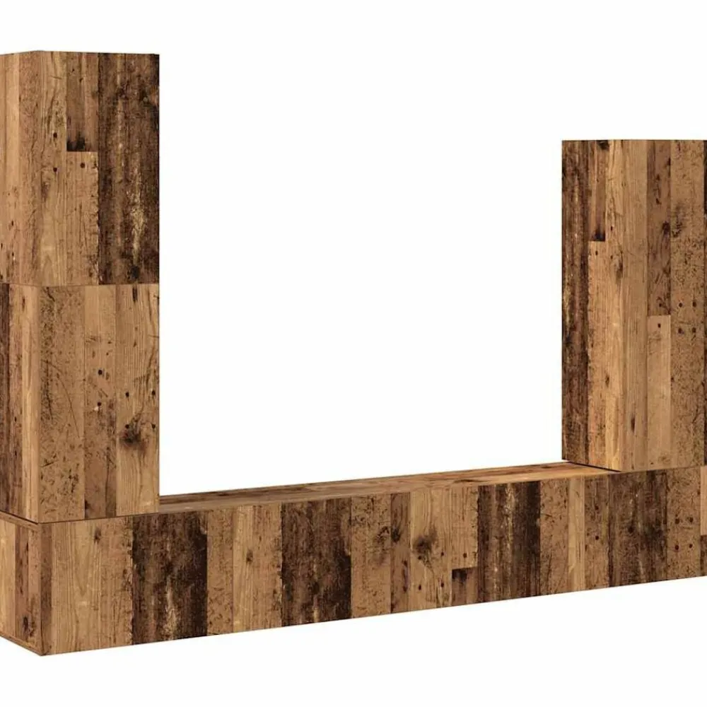 vidaXL Muebles Tv-Conjunto de mueble de TV 4 piezas montado la pared madera vieja