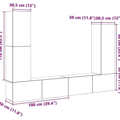vidaXL Muebles Tv-Conjunto de mueble de TV 4 piezas montado la pared madera vieja