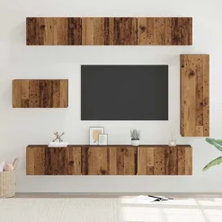 vidaXL Conjunto de mueble de TV 8 pcs Madera envejecida Outlet