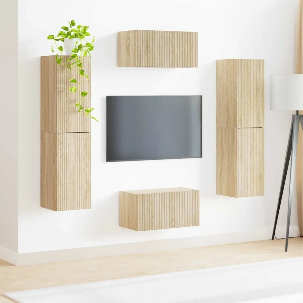 vidaXL Conjunto de mueble de TV 6 pcs Roble Sonoma Online