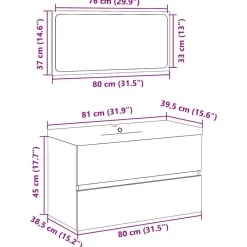 vidaXL Conjunto de muebles de baño de madera antigua madera ingeniería Madera envejecida Hot