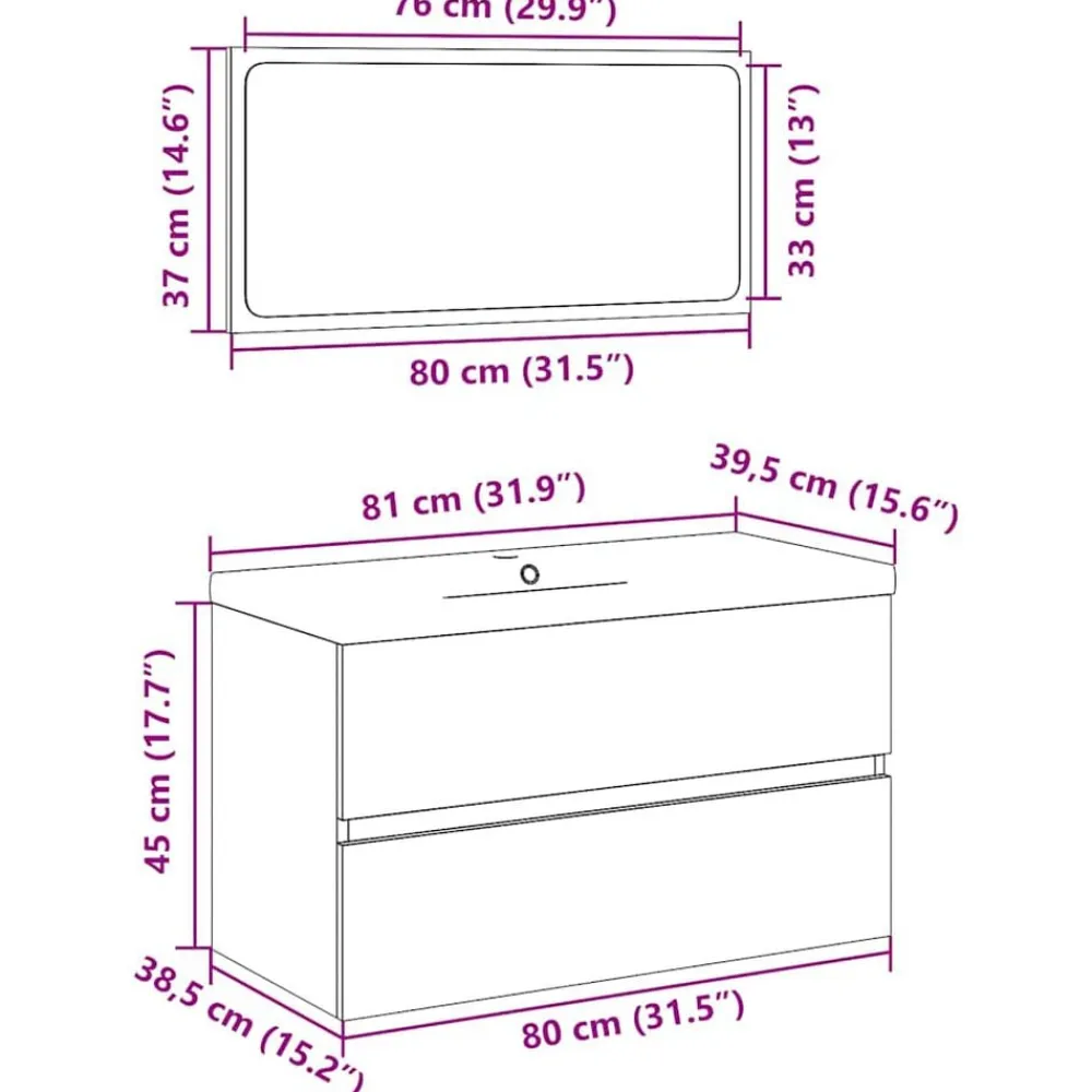 vidaXL Conjunto de muebles de baño de madera antigua madera ingeniería Madera envejecida Hot