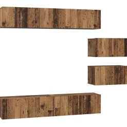 vidaXL Muebles Tv-Conjunto de mueble de TV Montaje en la pared 6 pcs