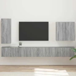 vidaXL Conjunto de mueble para TV de pared 6 pcs Gris sonoma Online