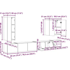 vidaXL Conjunto de mueble para TV de pared 6 pcs Gris sonoma Online