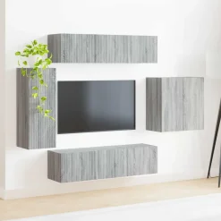 vidaXL Conjunto de mueble para TV de pared 6 pcs Gris sonoma Online
