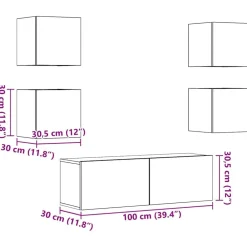 vidaXL Muebles Tv-Conjunto de mueble de TV 5 piezas montado la pared madera vieja
