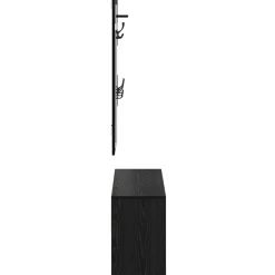 vidaXL Bancos-Conjunto de muebles de recibidor con cajón 4 pcs Roble Negro