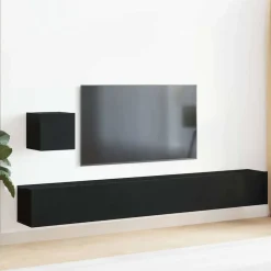vidaXL Conjunto de mueble de TV Madera de ingeniería Roble negro Outlet