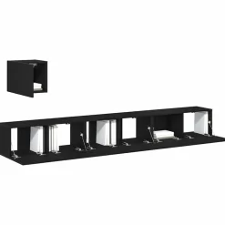 vidaXL Conjunto de mueble de TV Madera de ingeniería Roble negro Outlet