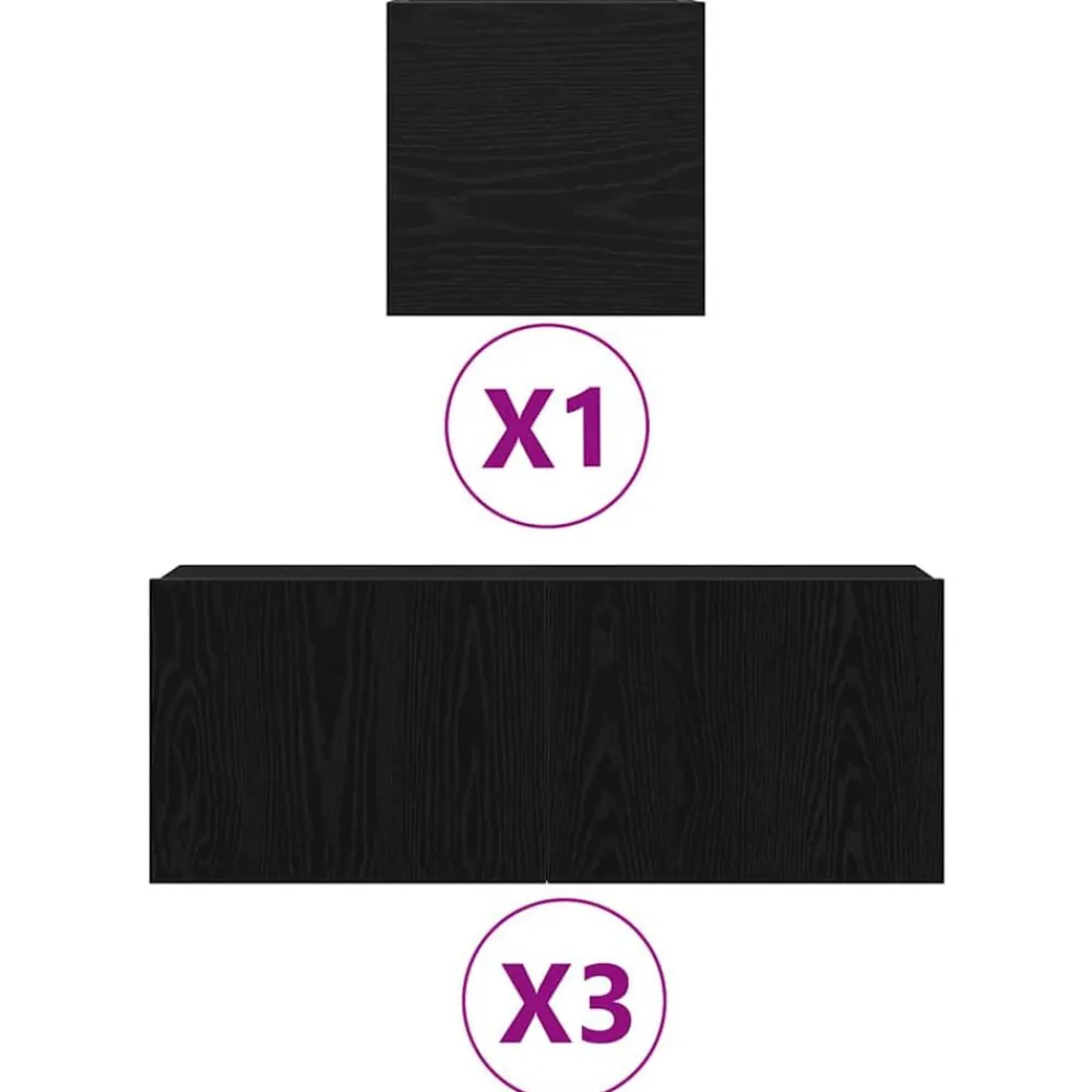 vidaXL Conjunto de mueble de TV Madera de ingeniería Roble negro Outlet