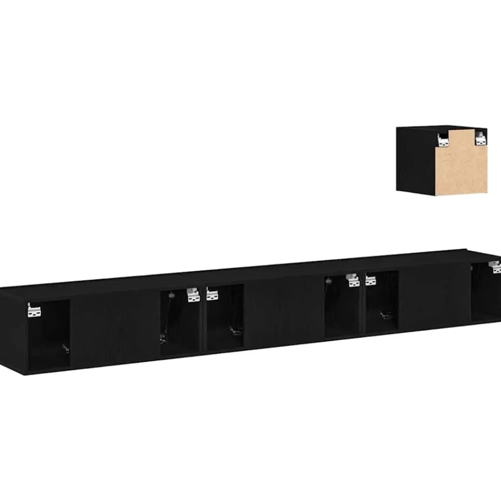 vidaXL Conjunto de mueble de TV Madera de ingeniería Roble negro Outlet