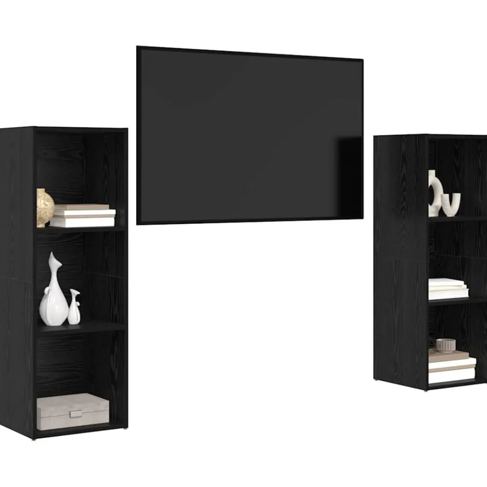 vidaXL Conjunto de mueble de TV 2 pcs 107 x 35 x 37 cm Roble negro Hot