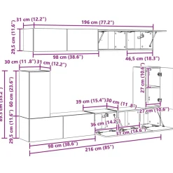 vidaXL Muebles Tv-Conjunto de mueble de TV 5 pcs Gris Concreto