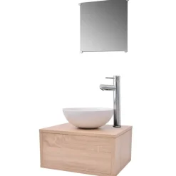 vidaXL Conjuntos De Muebles-Conjunto de muebles de baño con lavabo y grifo 4 piezas
