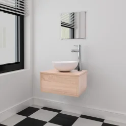 vidaXL Conjuntos De Muebles-Conjunto de muebles de baño con lavabo y grifo 4 piezas