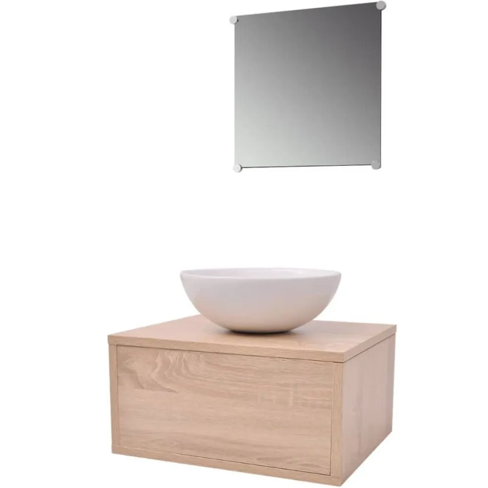 vidaXL Conjuntos De Muebles-Conjunto de muebles de baño con lavabo y grifo 4 piezas