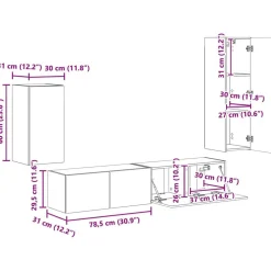 vidaXL Muebles Tv-Conjunto de mueble de TV 4 pcs Madera de ingeniería