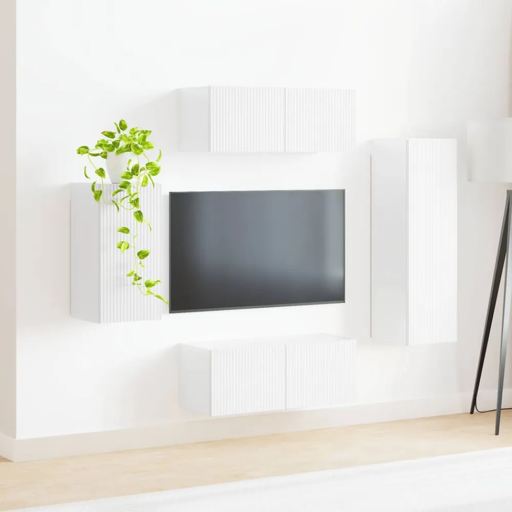 vidaXL Muebles Tv-Conjunto de mueble de TV 4 pcs Madera de ingeniería