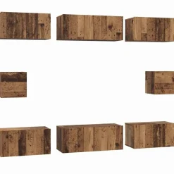 vidaXL Muebles Tv-Conjunto de mueble de TV Montaje en la pared 8 pcs