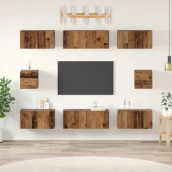 vidaXL Muebles Tv-Conjunto de mueble de TV Montaje en la pared 8 pcs