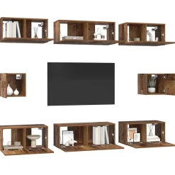 vidaXL Muebles Tv-Conjunto de mueble de TV Montaje en la pared 8 pcs