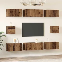 vidaXL Muebles Tv-Conjunto de mueble de TV Montaje en la pared 8 pcs