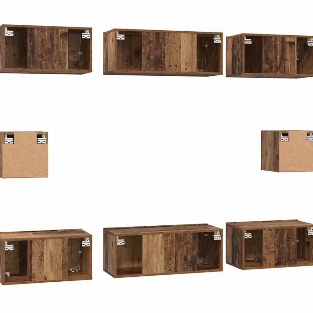 vidaXL Muebles Tv-Conjunto de mueble de TV Montaje en la pared 8 pcs