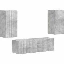 vidaXL Muebles Tv-Conjunto de mueble para TV de pared 4 pcs Gris Concreto