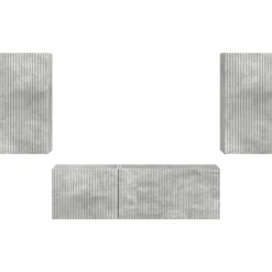 vidaXL Muebles Tv-Conjunto de mueble para TV de pared 4 pcs Gris Concreto