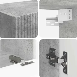vidaXL Muebles Tv-Conjunto de mueble para TV de pared 4 pcs Gris Concreto