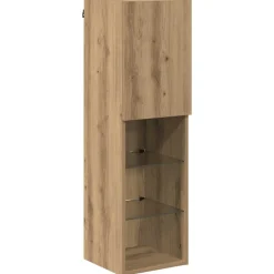 vidaXL Conjunto de mueble de TV en la pared con luces LED 7 pcs Roble artisan