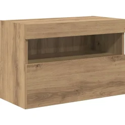 vidaXL Conjunto de mueble de TV en la pared con luces LED 7 pcs Roble artisan
