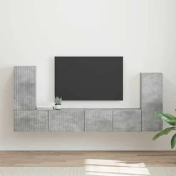 vidaXL Conjunto de mueble de TV 4 pcs Gris Concreto Gris hormig&oacute;n Online